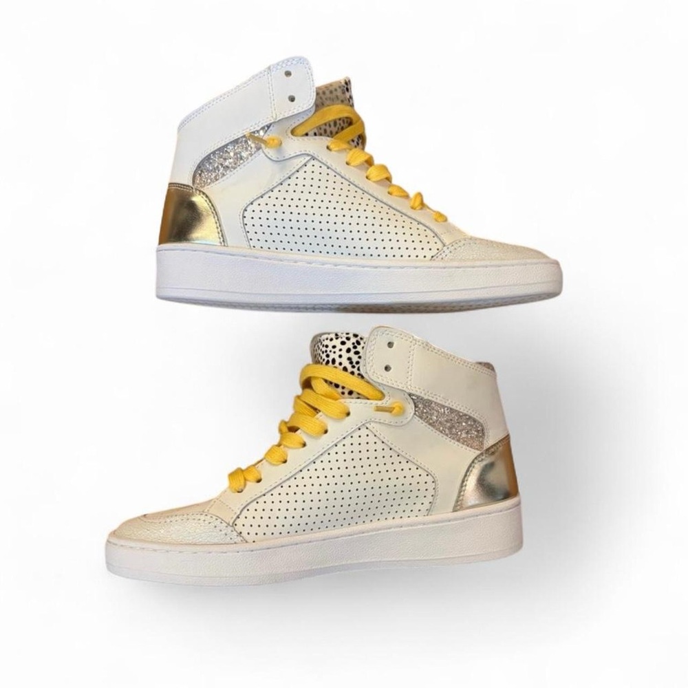Vintage Havana Thalia High Top Sneakers White Black Star Yellow Laces Size 6.5 - Picture 3 of 8